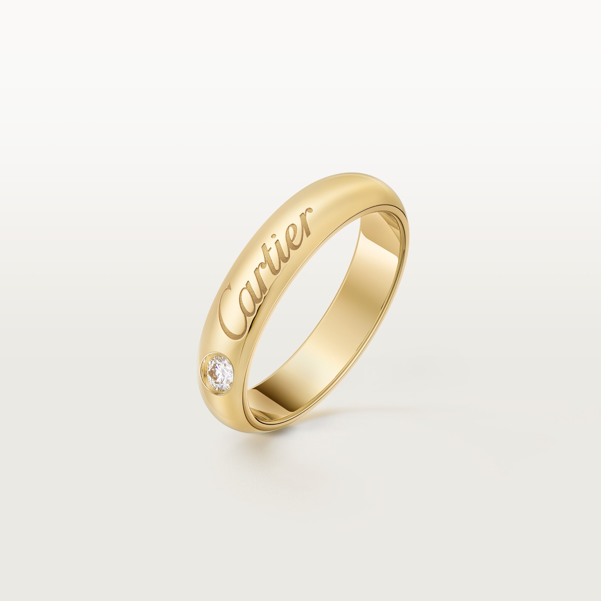 C 드 까르띠에 웨딩 링, 폭 4mm, 다이아몬드 1개
