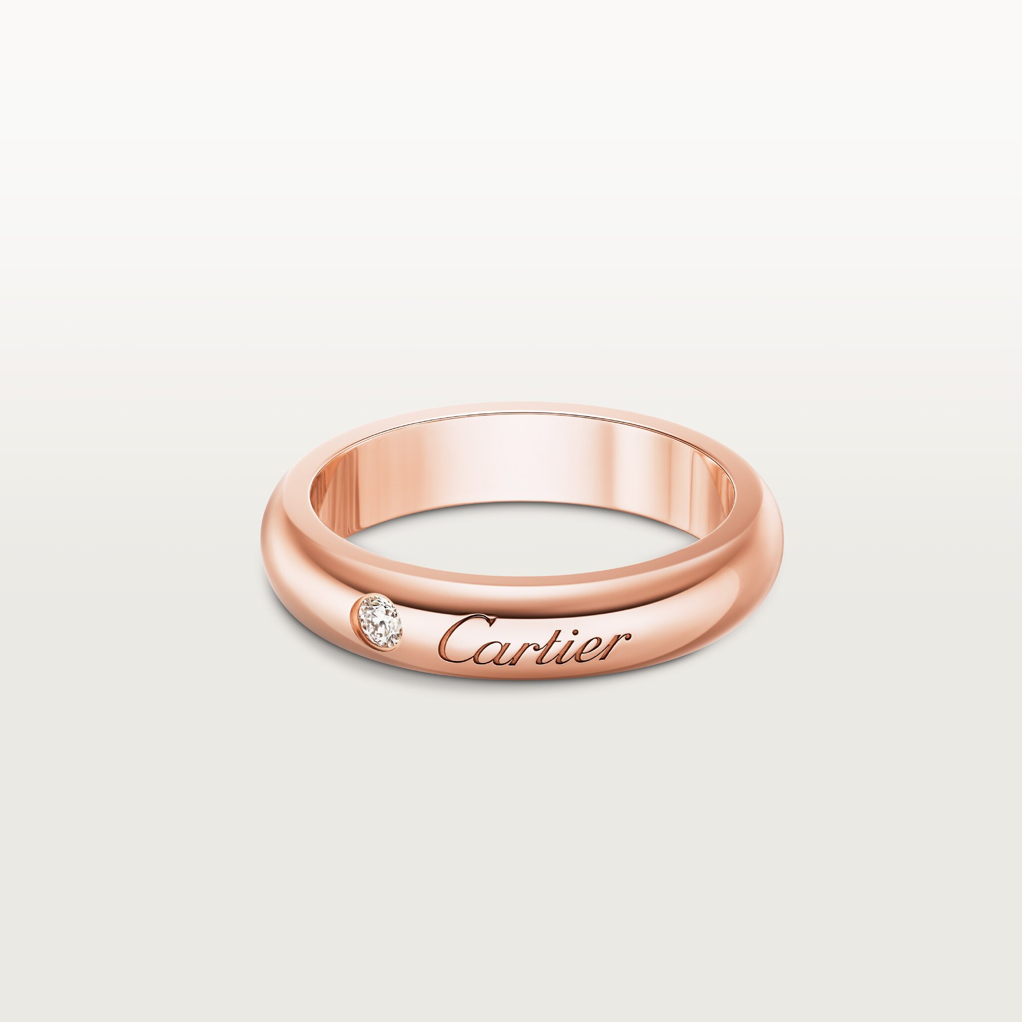 C 드 까르띠에 웨딩 링, 폭 4mm, 다이아몬드 1개