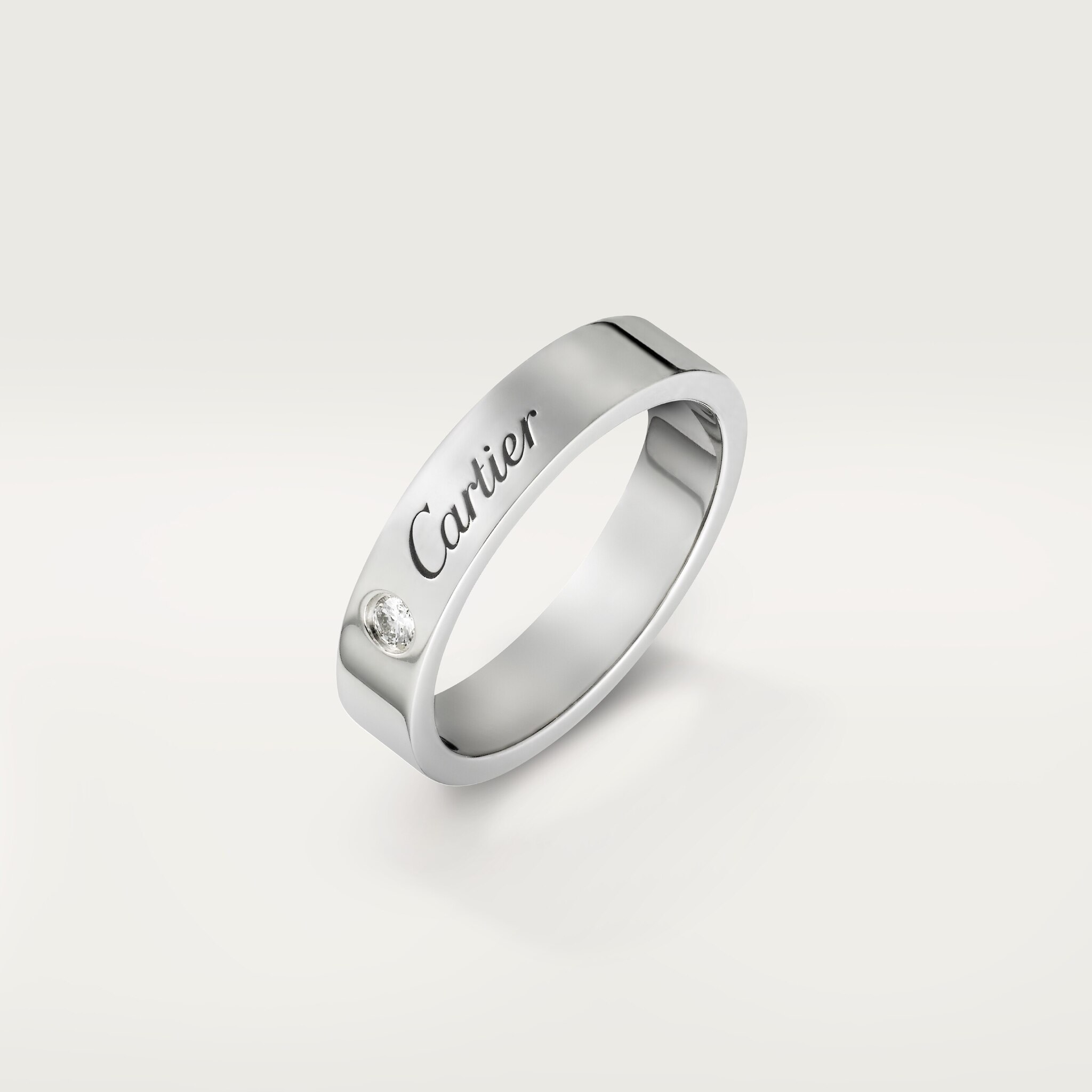 C 드 까르띠에 웨딩 링, 폭 4mm, 다이아몬드 1개