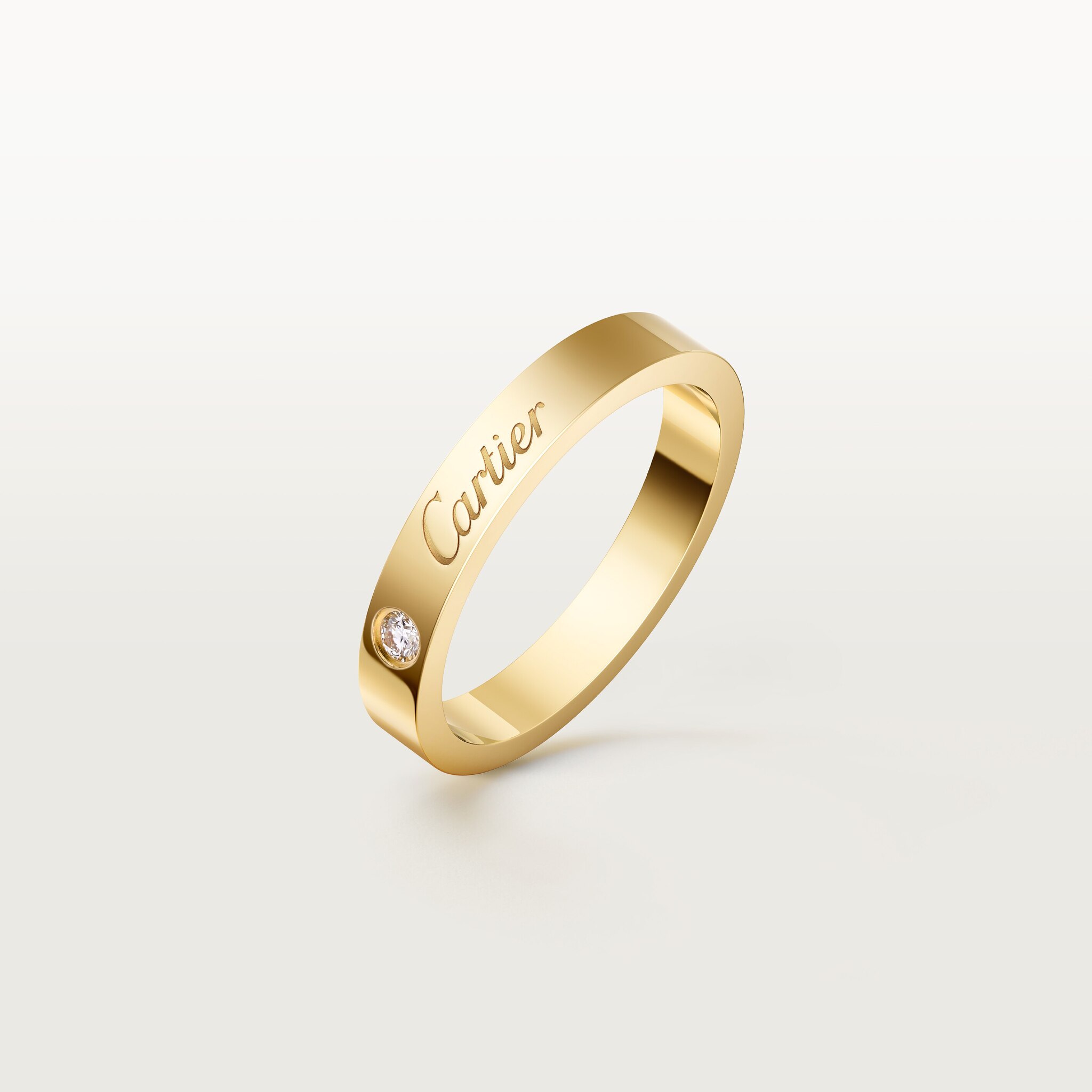C 드 까르띠에 웨딩 링, 폭 3mm, 다이아몬드 1개