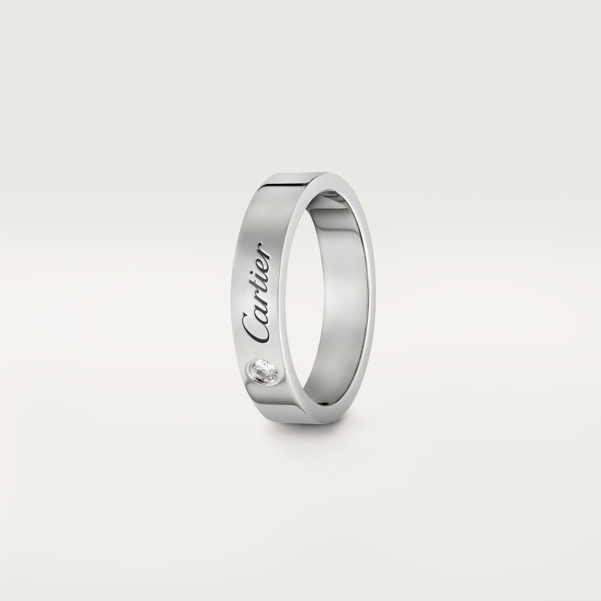 C 드 까르띠에 웨딩 링, 폭 4mm, 다이아몬드 1개
