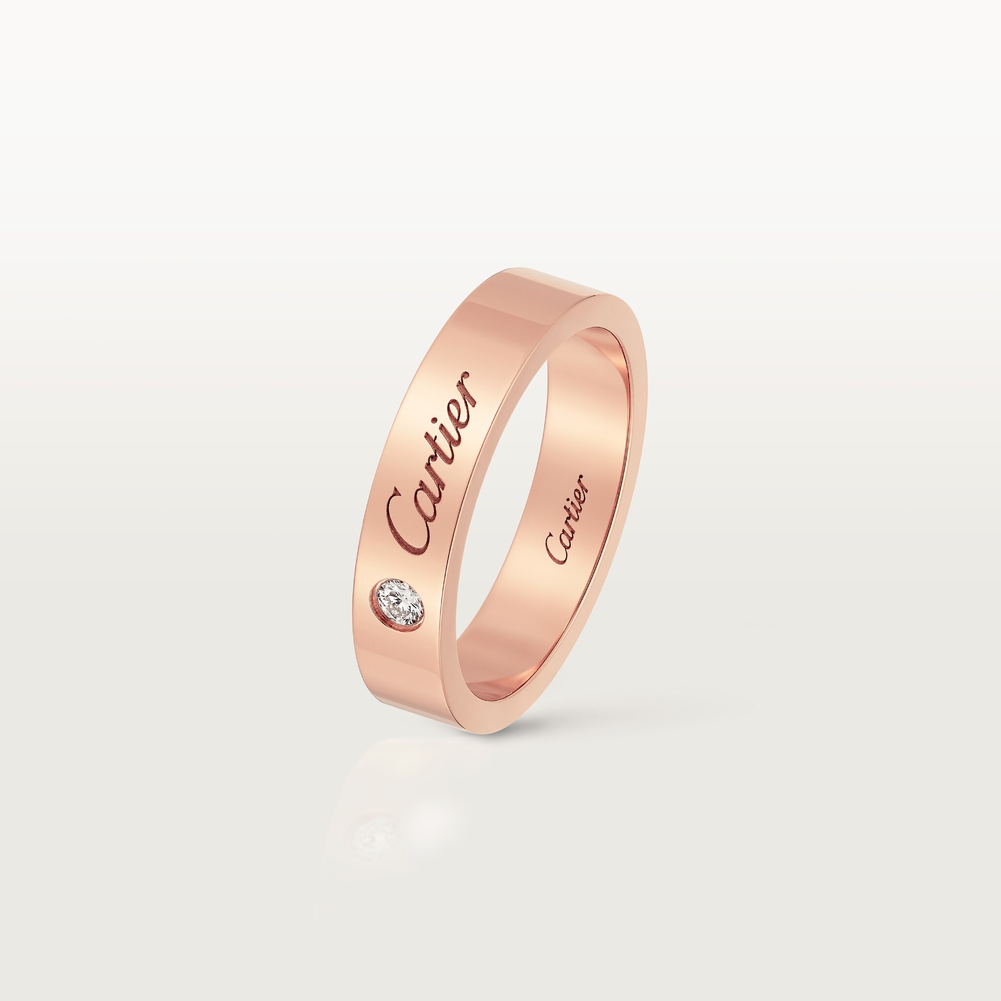 C 드 까르띠에 웨딩 링, 폭 4mm, 다이아몬드 1개