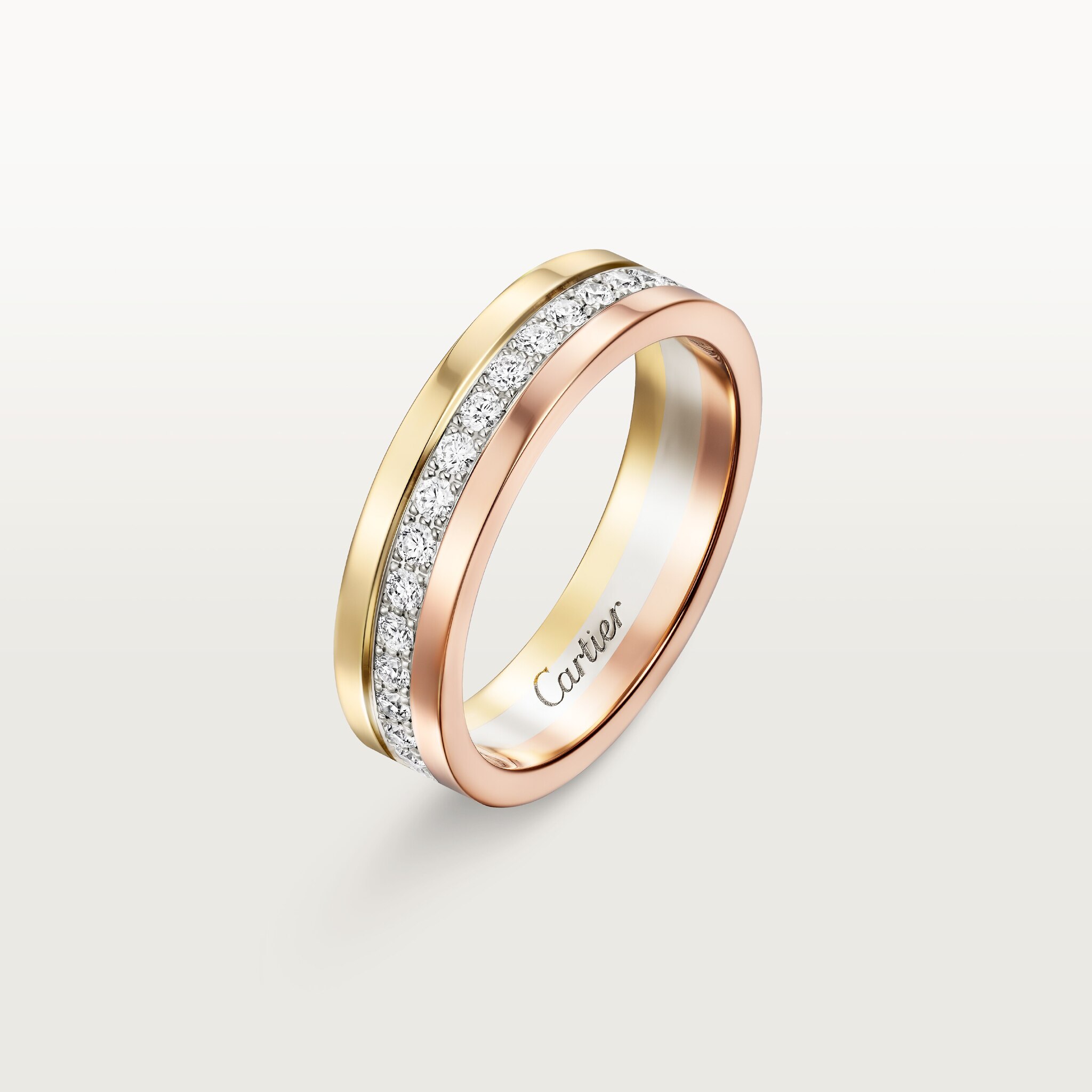 방돔 루이 까르띠에 웨딩 링, 폭 4.8mm, 파베 세팅