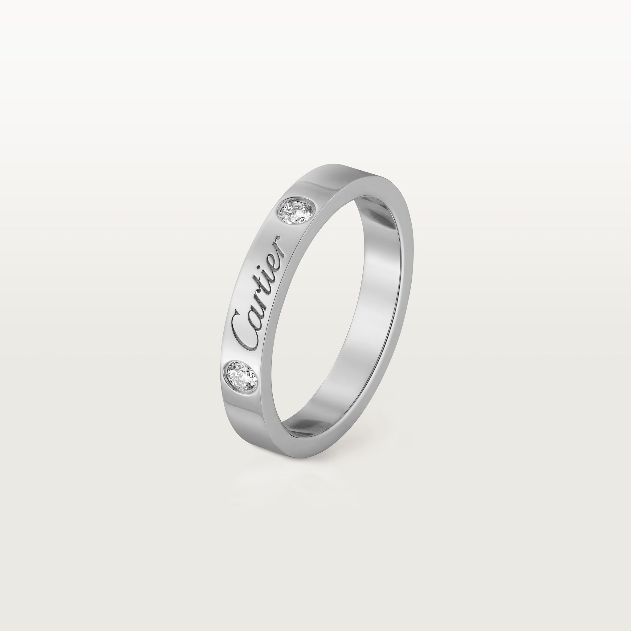 C 드 까르띠에 웨딩 링, 폭 3mm, 다이아몬드 2개