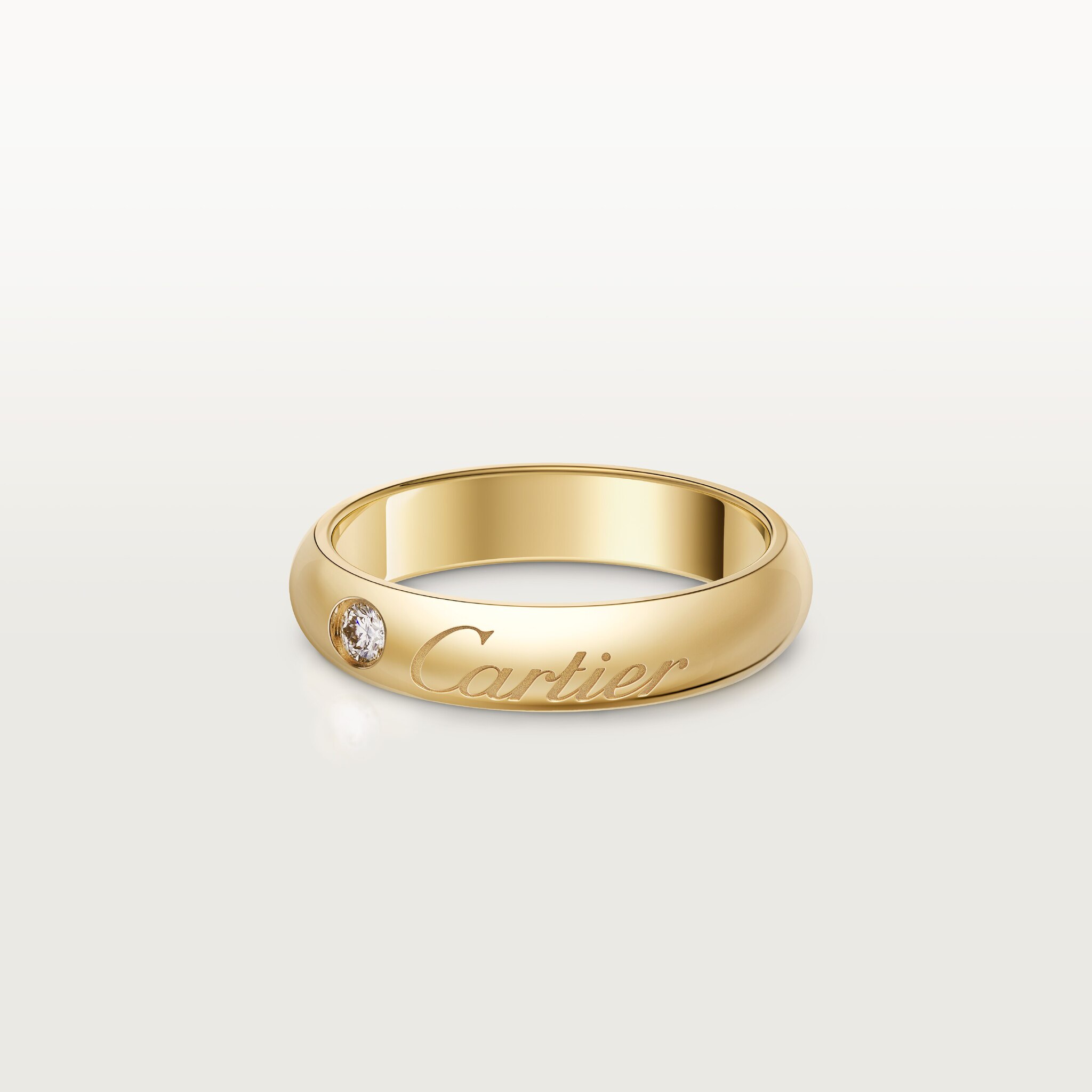 C 드 까르띠에 웨딩 링, 폭 4mm, 다이아몬드 1개