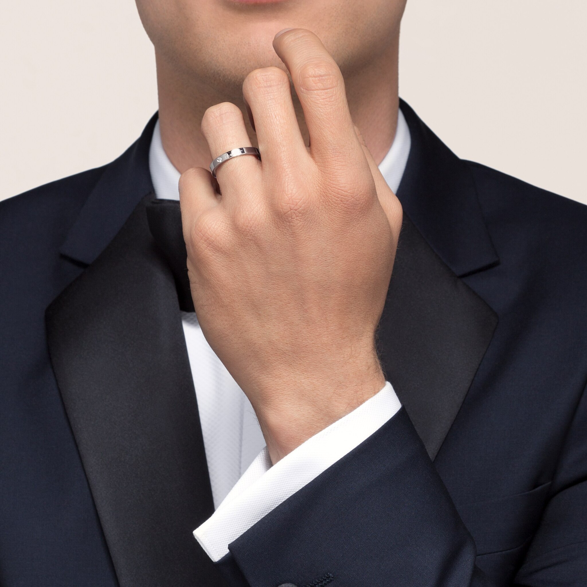 C 드 까르띠에 웨딩 링, 폭 3mm, 다이아몬드 1개