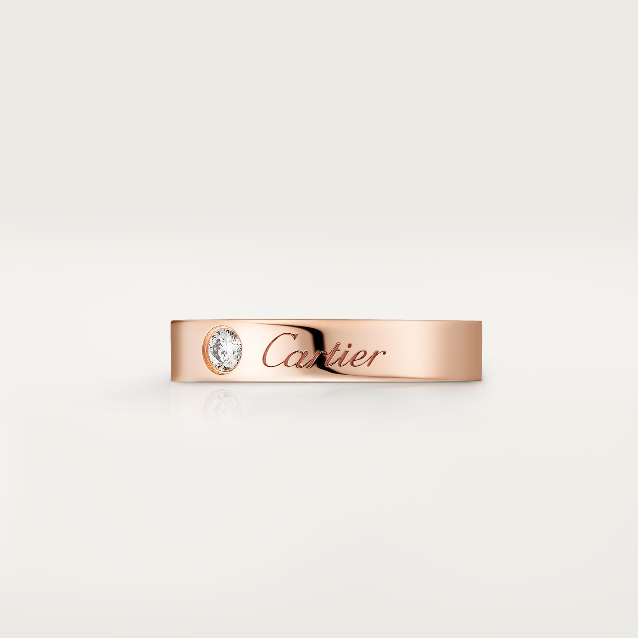C 드 까르띠에 웨딩 링, 폭 3mm, 다이아몬드 1개, 이미지 5