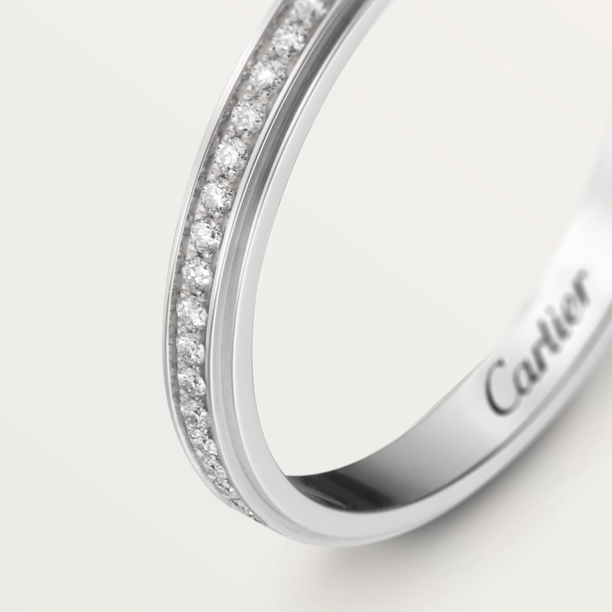 까르띠에 다무르 웨딩 링, 폭 2.3mm, 파베 세팅