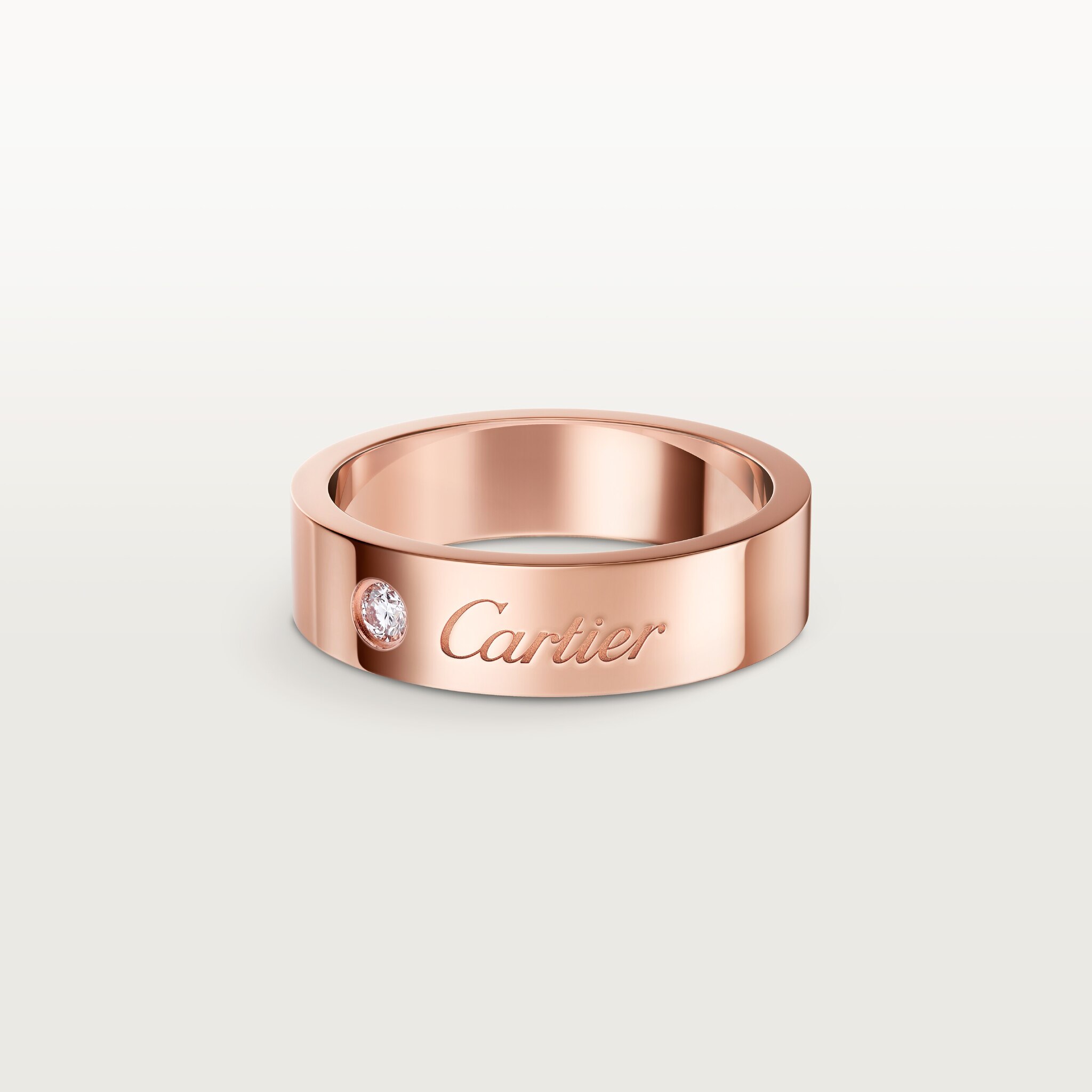C 드 까르띠에 웨딩 링, 폭 5mm, 다이아몬드 1개