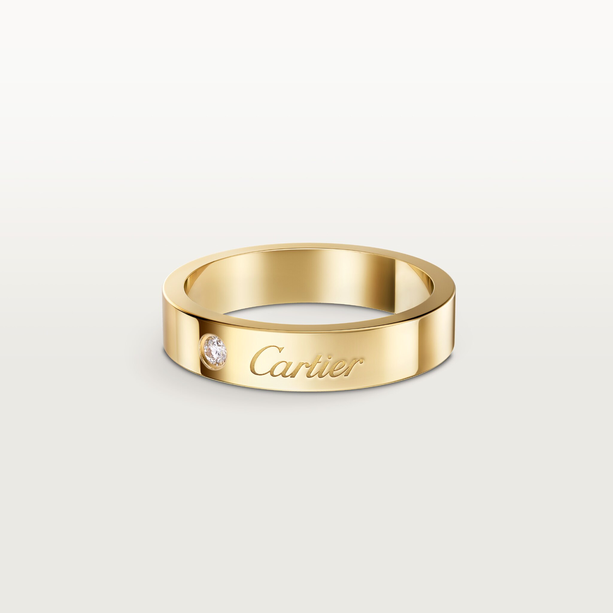 C 드 까르띠에 웨딩 링, 폭 4mm, 다이아몬드 1개