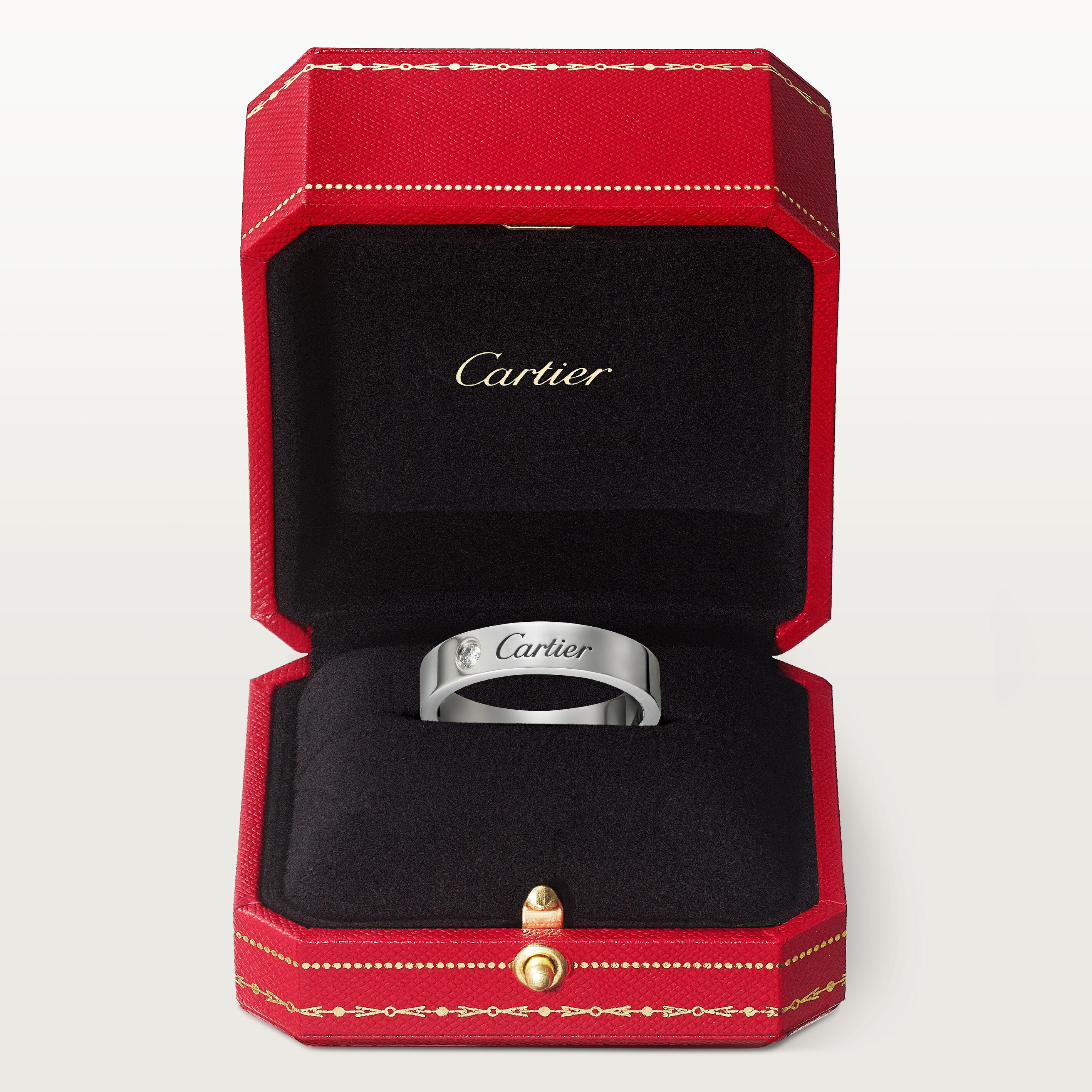 C 드 까르띠에 웨딩 링, 폭 4mm, 다이아몬드 1개