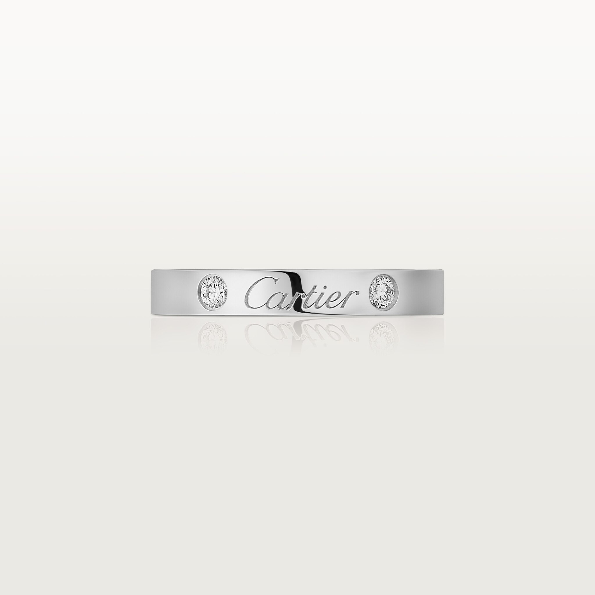 C 드 까르띠에 웨딩 링, 폭 3mm, 다이아몬드 2개