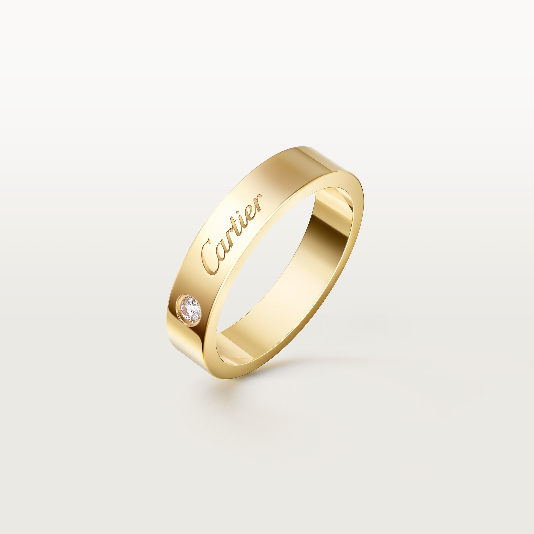 C 드 까르띠에 웨딩 링, 폭 4mm, 다이아몬드 1개