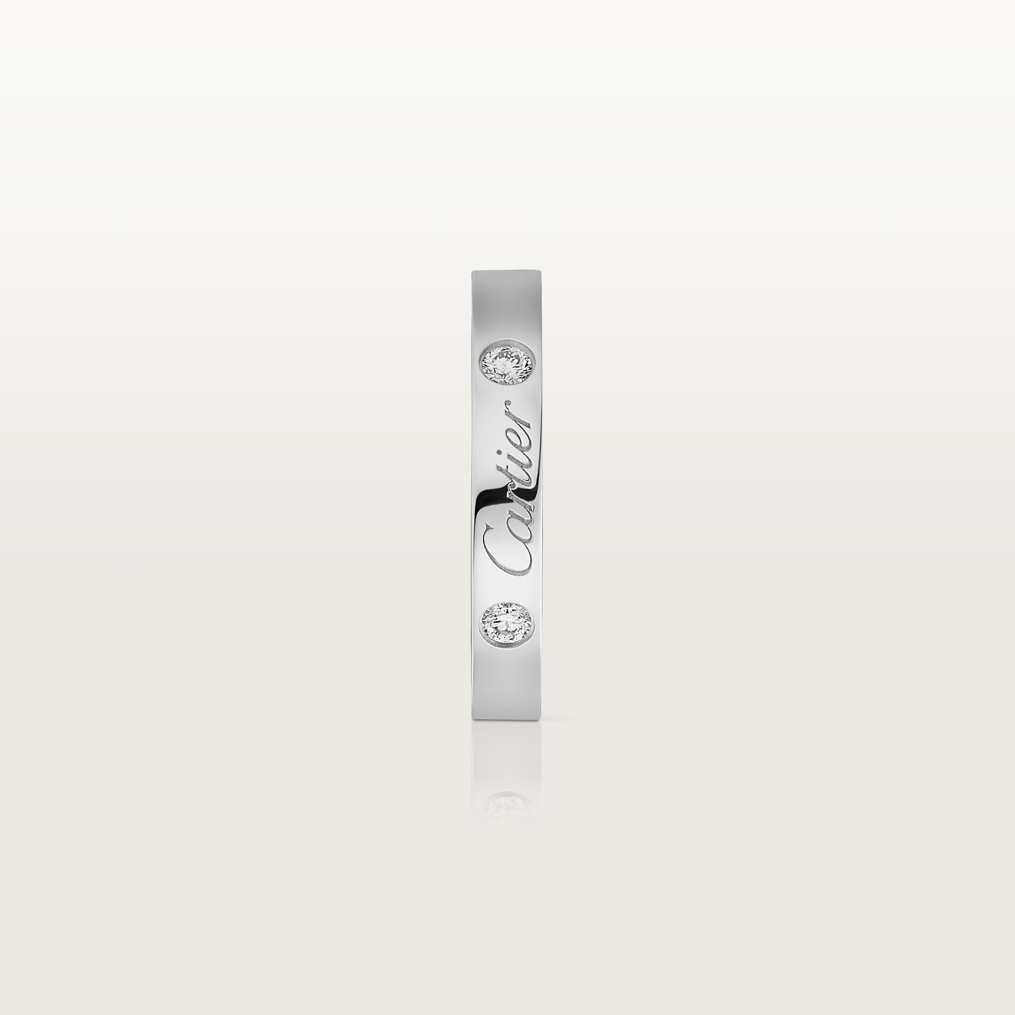 C 드 까르띠에 웨딩 링, 폭 3mm, 다이아몬드 2개