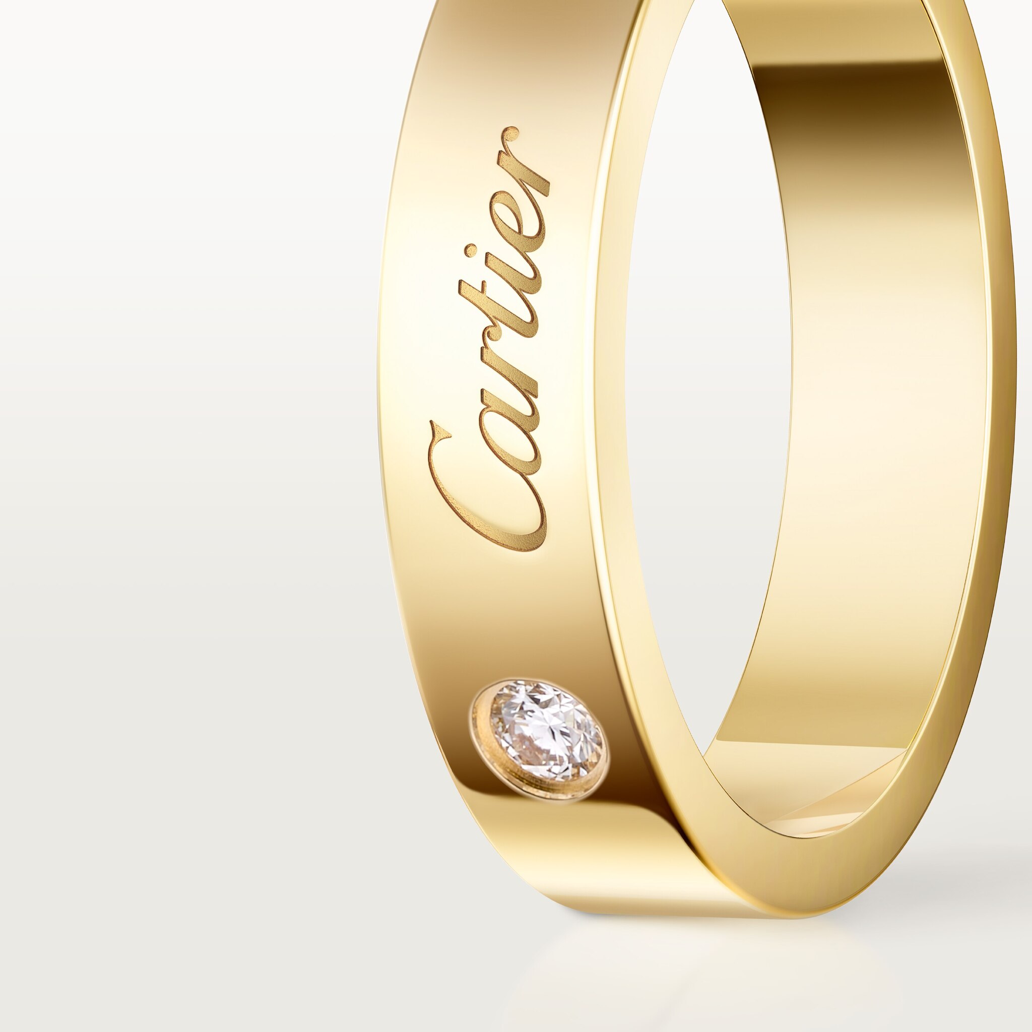 C 드 까르띠에 웨딩 링, 폭 4mm, 다이아몬드 1개, 이미지 5