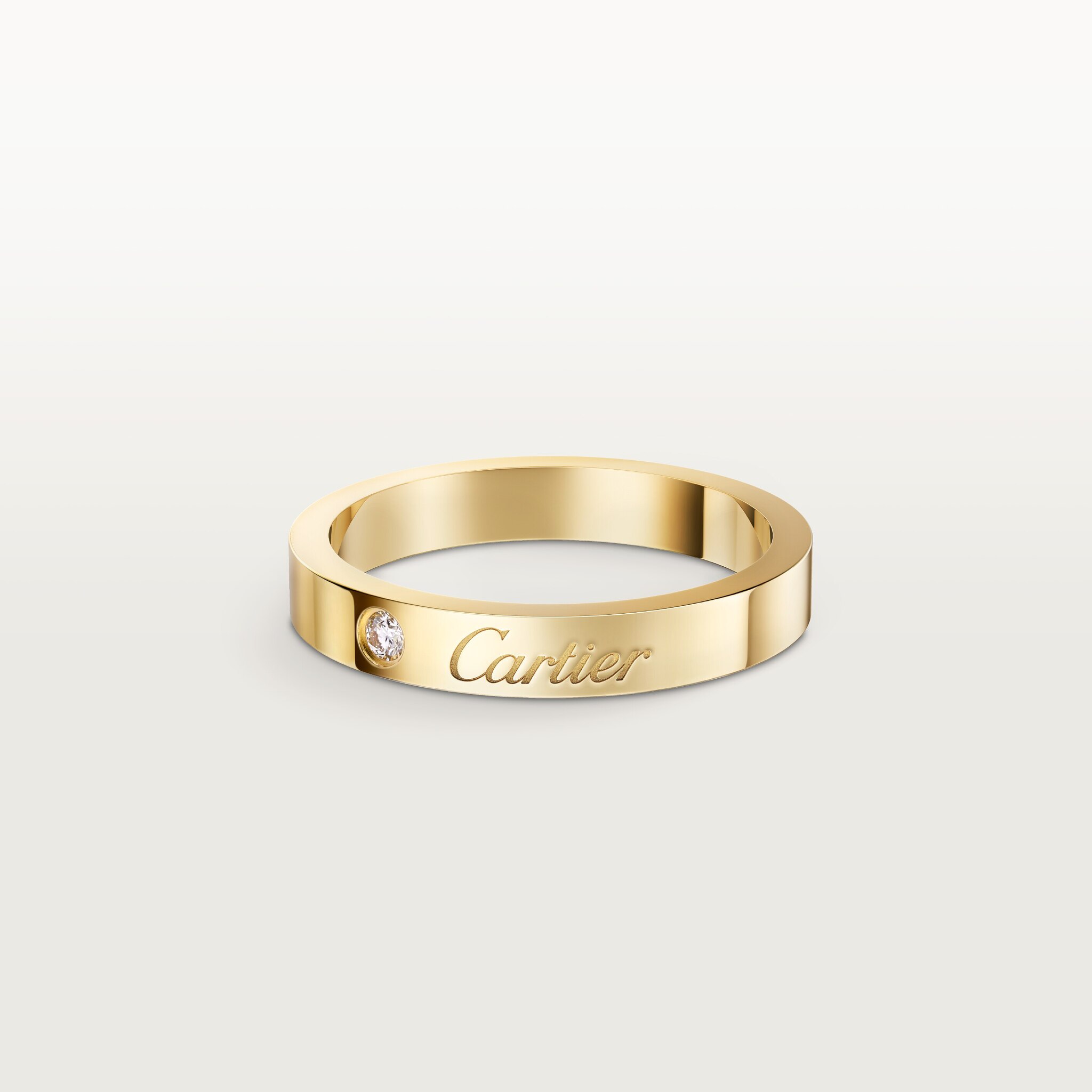 C 드 까르띠에 웨딩 링, 폭 3mm, 다이아몬드 1개