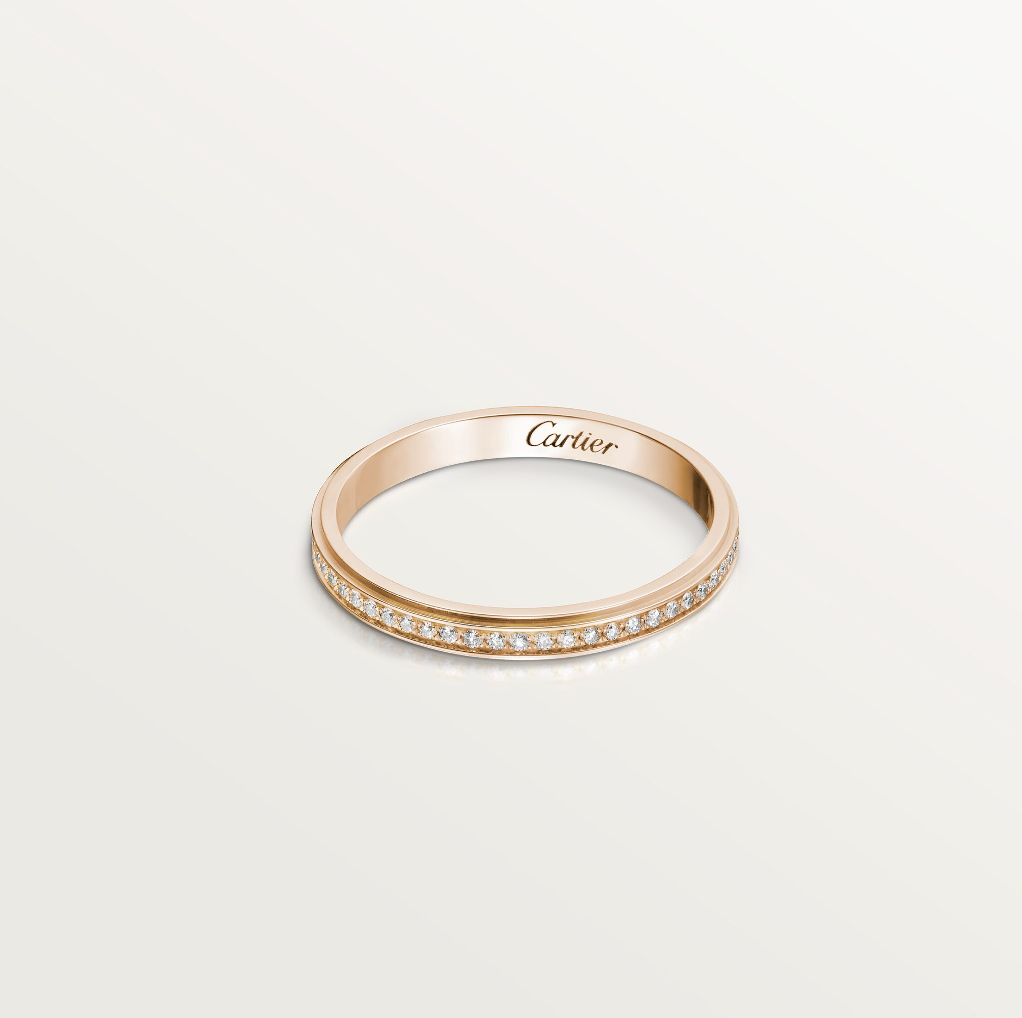 까르띠에 다무르 웨딩 링, 폭 2.3mm, 파베 세팅