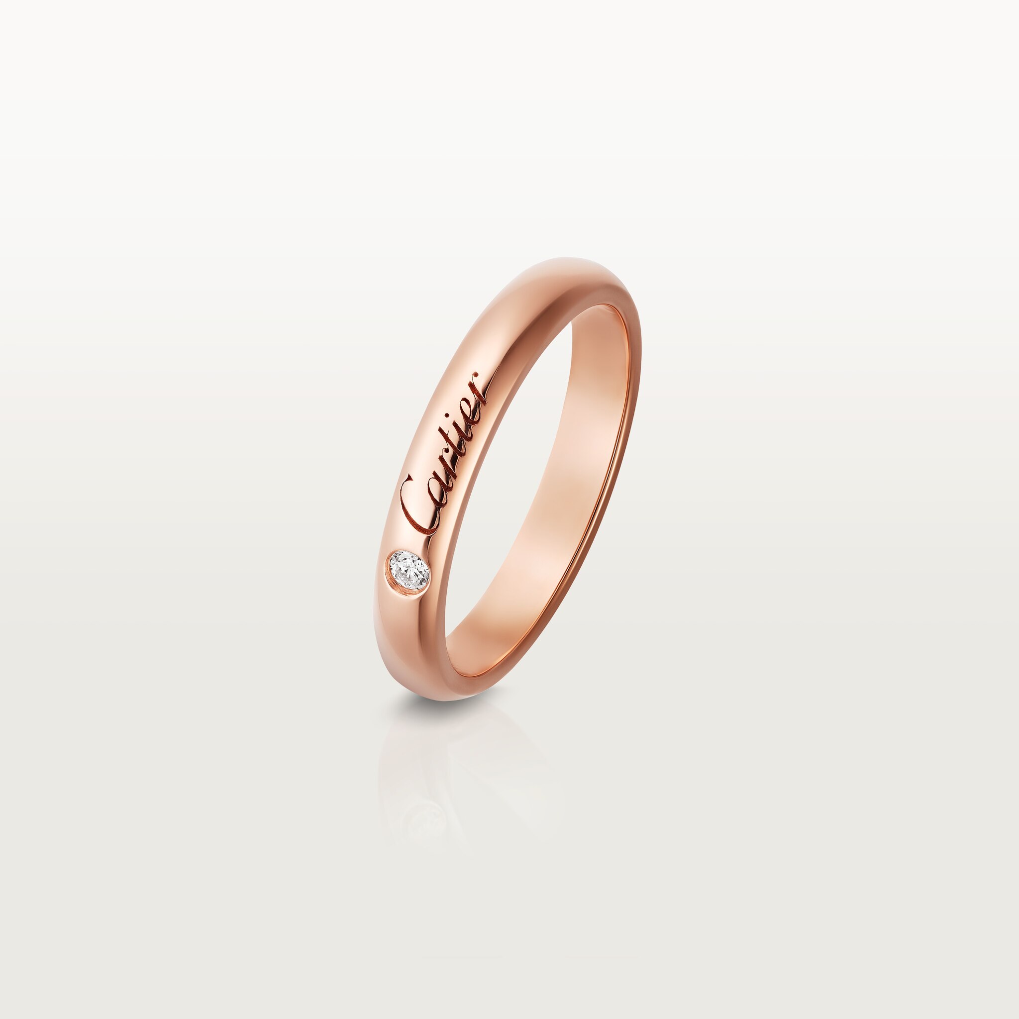 C 드 까르띠에 웨딩 링, 폭 3mm, 다이아몬드 1개