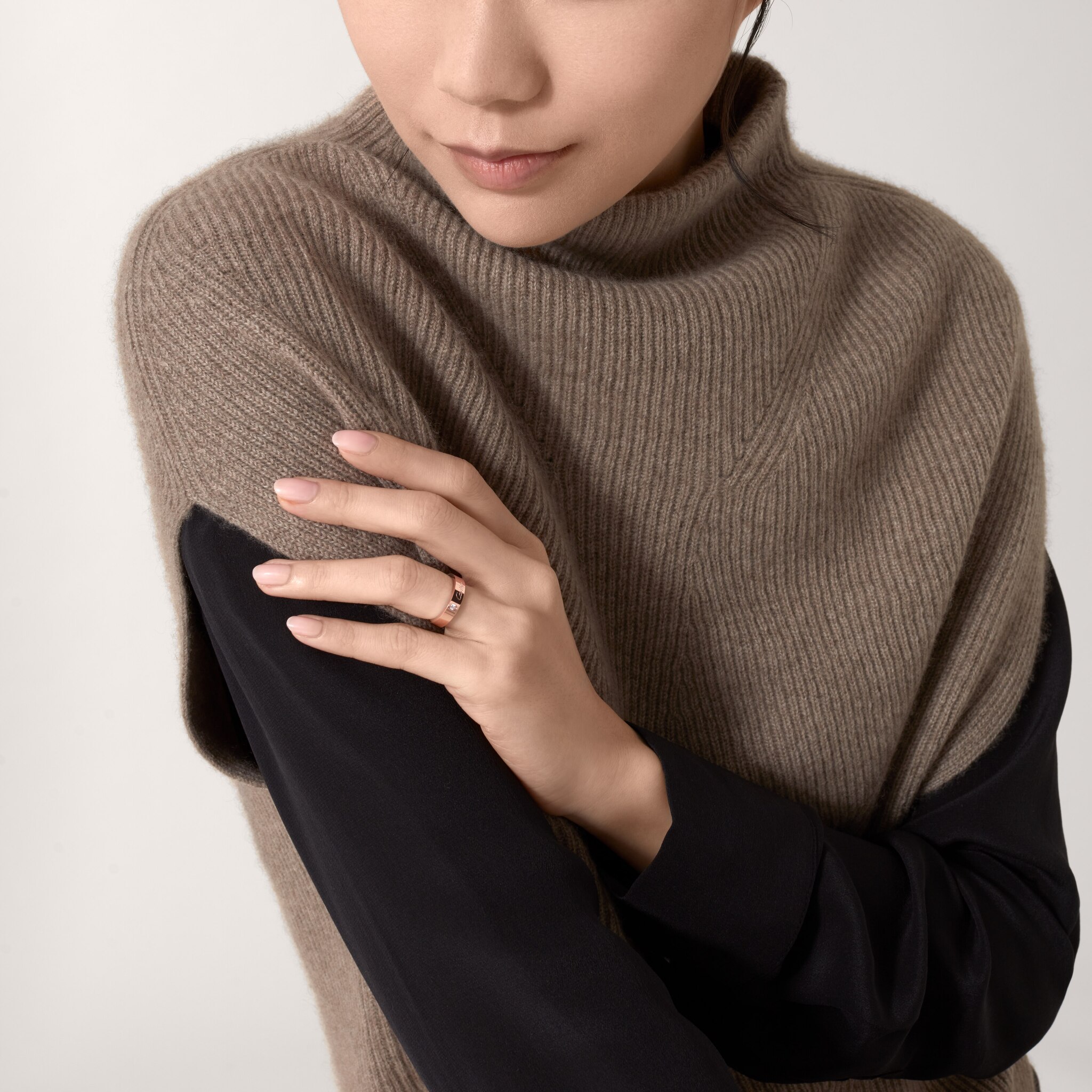 C 드 까르띠에 웨딩 링, 폭 4mm, 다이아몬드 1개
