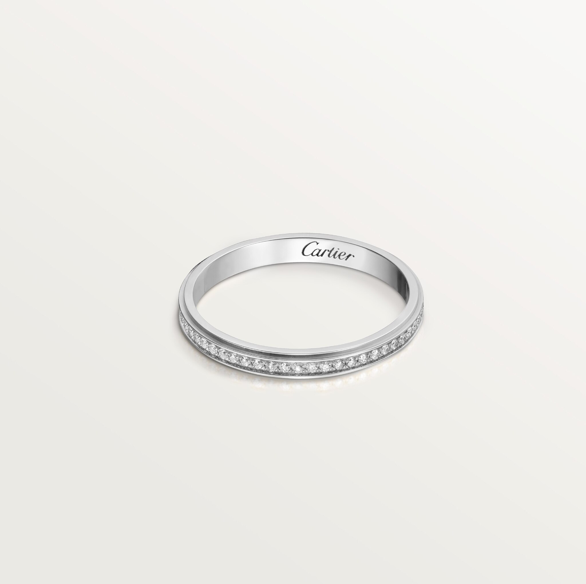 까르띠에 다무르 웨딩 링, 폭 2.3mm, 파베 세팅