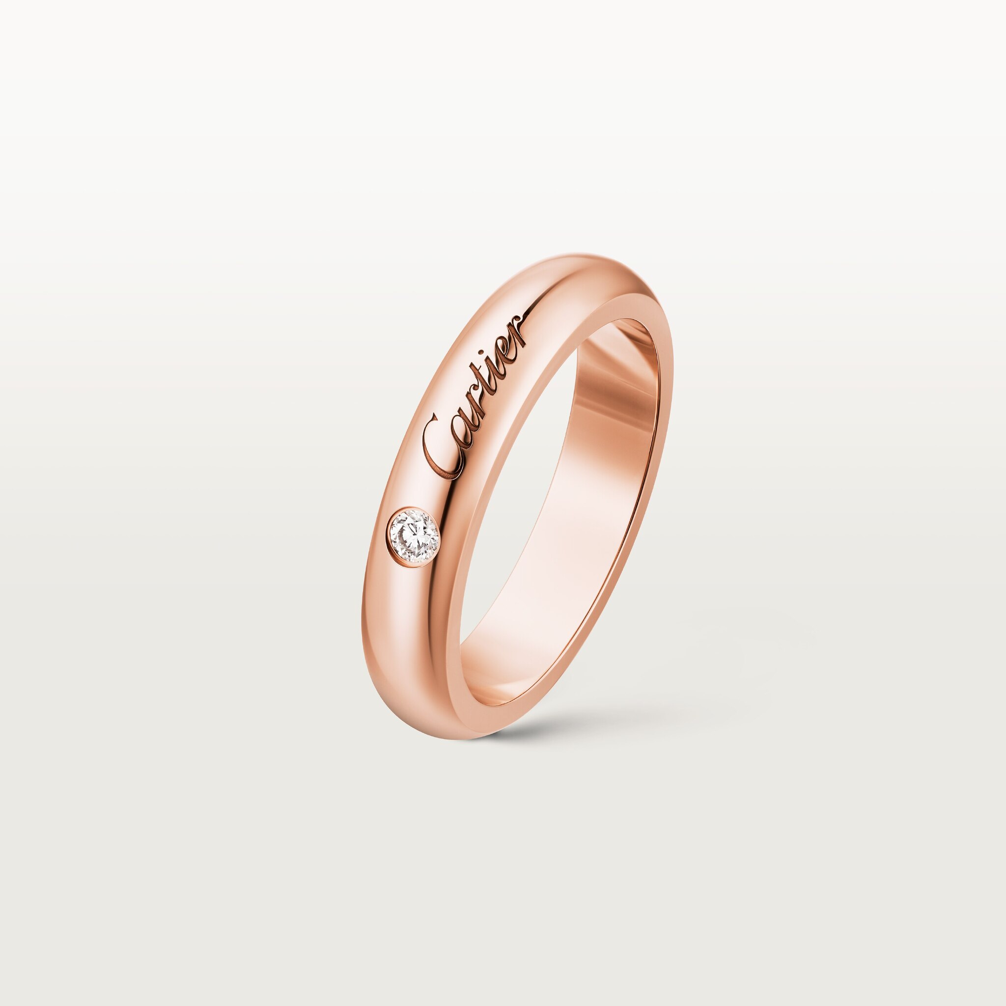 C 드 까르띠에 웨딩 링, 폭 4mm, 다이아몬드 1개