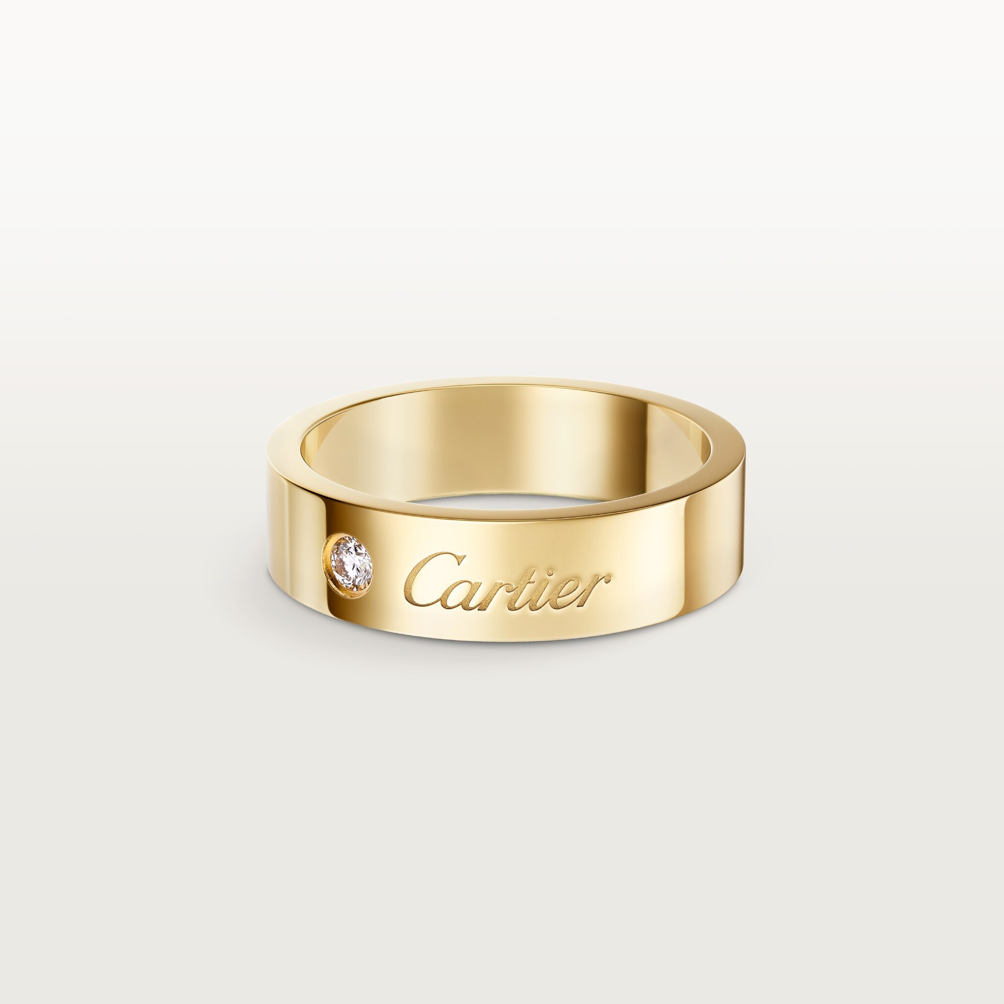 C 드 까르띠에 웨딩 링, 폭 5mm, 다이아몬드 1개
