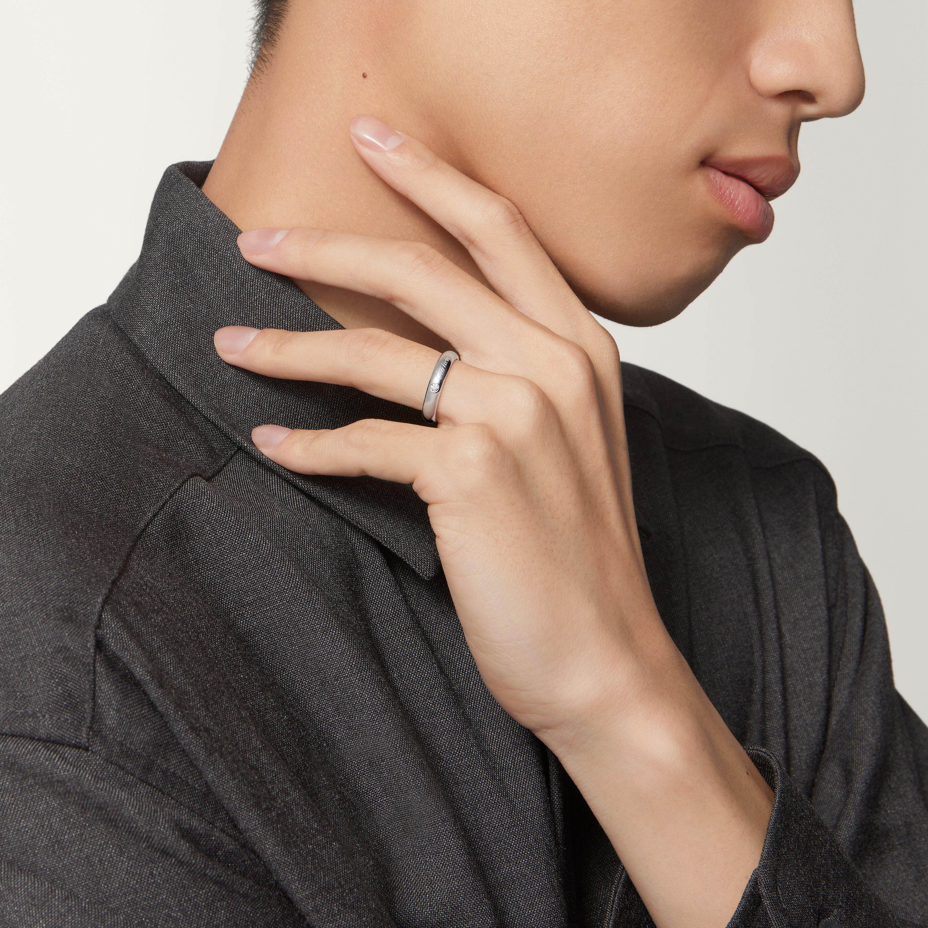 C 드 까르띠에 웨딩 링, 폭 4mm, 다이아몬드 1개